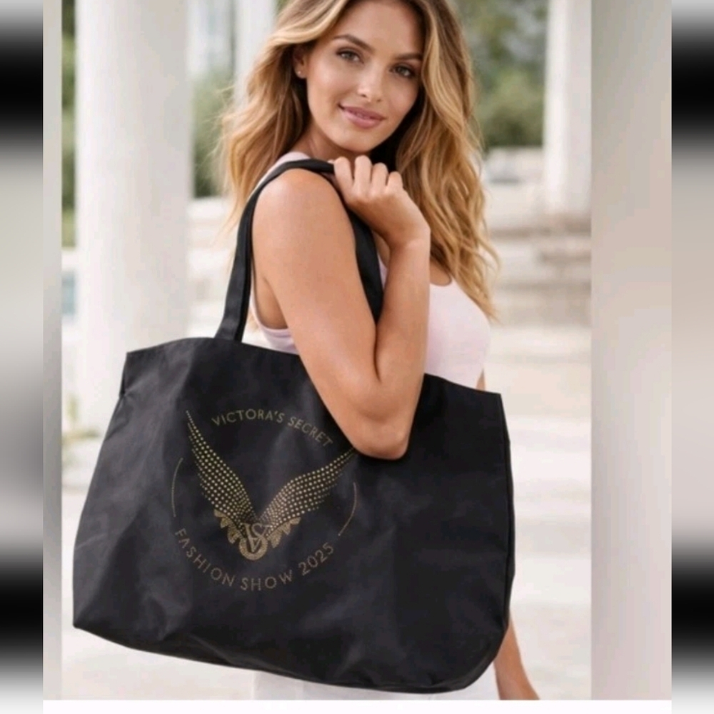 Victoria's Secret Black Fashion Show 2025 Runway Rhinestone Merchandise Tote Bag